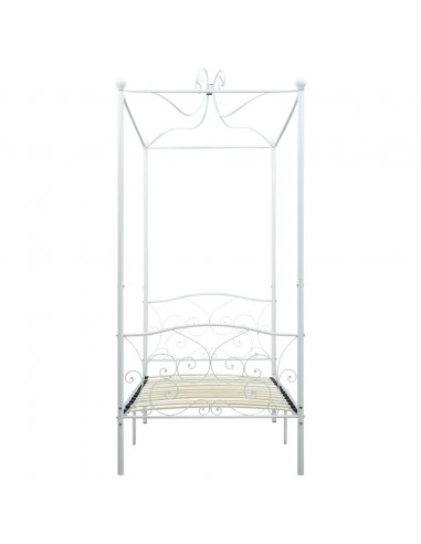 Letto a Baldacchino Bianco in Metallo 100x200 cm