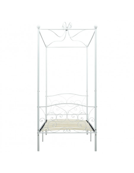Letto a Baldacchino Bianco in Metallo 100x200 cm