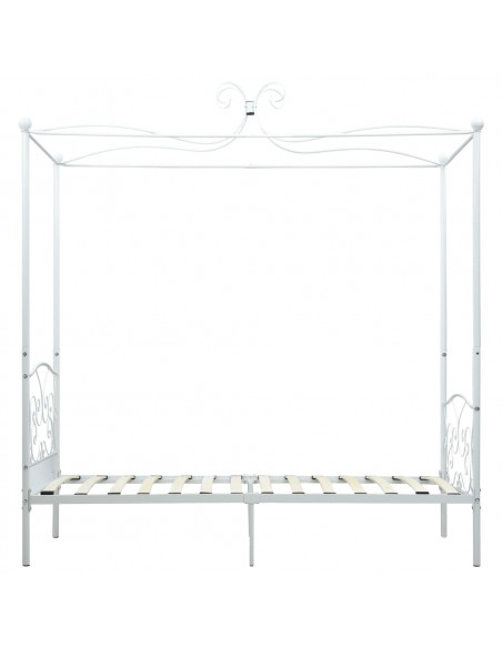 Letto a Baldacchino Bianco in Metallo 100x200 cm
