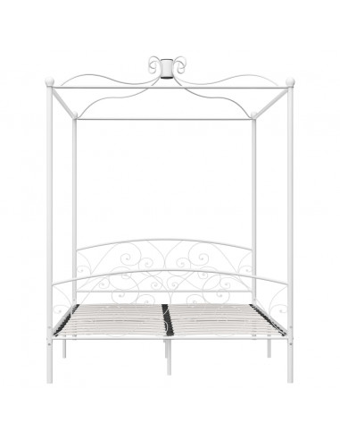 Letto a Baldacchino Bianco in Metallo 180x200 cm