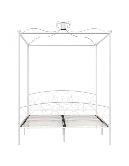 Letto a Baldacchino Bianco in Metallo 180x200 cm