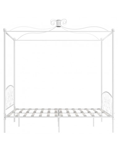 Letto a Baldacchino Bianco in Metallo 180x200 cm