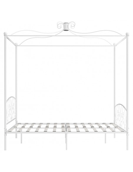 Letto a Baldacchino Bianco in Metallo 180x200 cm