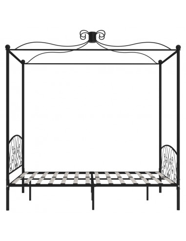 Letto a Baldacchino Nero in Metallo 180x200 cm