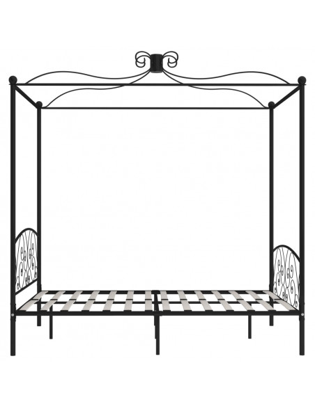 Letto a Baldacchino Nero in Metallo 180x200 cm