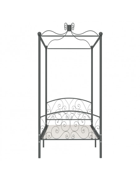 Letto a Baldacchino Grigio in Metallo 90x200 cm