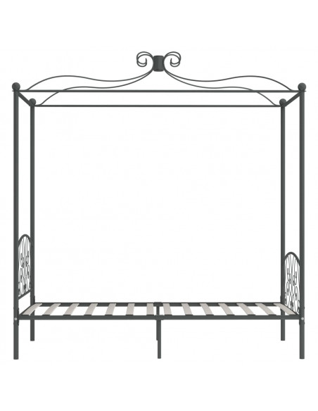 Letto a Baldacchino Grigio in Metallo 90x200 cm