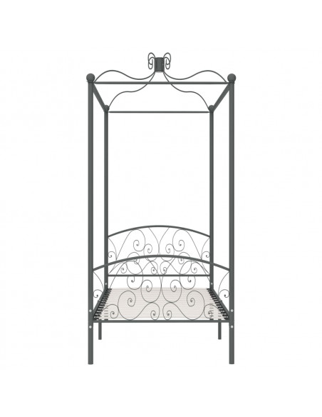 Letto a Baldacchino Grigio in Metallo 100x200 cm
