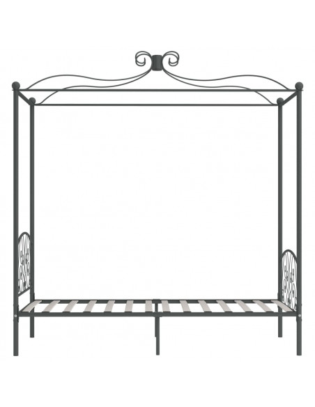 Letto a Baldacchino Grigio in Metallo 100x200 cm