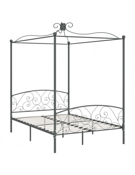 Letto a Baldacchino Grigio in Metallo 120x200 cm