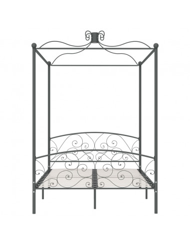 Letto a Baldacchino Grigio in Metallo 120x200 cm