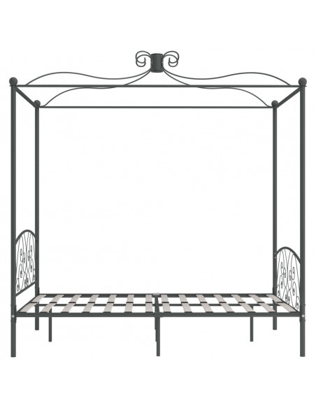 Letto a Baldacchino Grigio in Metallo 120x200 cm