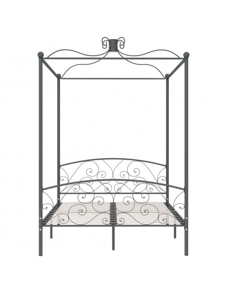 Letto a Baldacchino Grigio in Metallo 140x200 cm