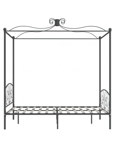 Letto a Baldacchino Grigio in Metallo 140x200 cm