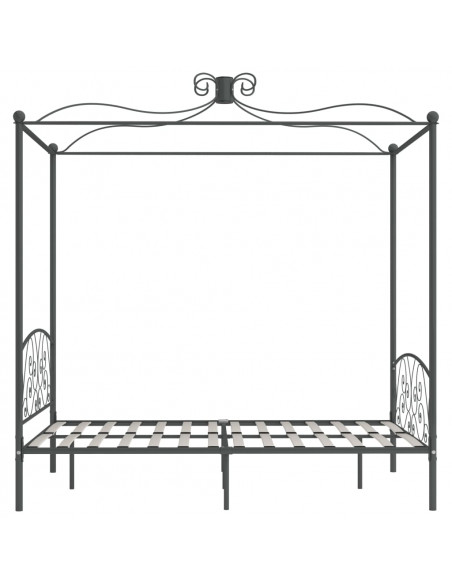 Letto a Baldacchino Grigio in Metallo 140x200 cm