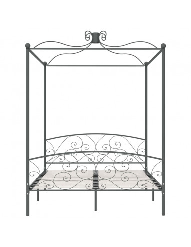 Letto a Baldacchino Grigio in Metallo 180x200 cm