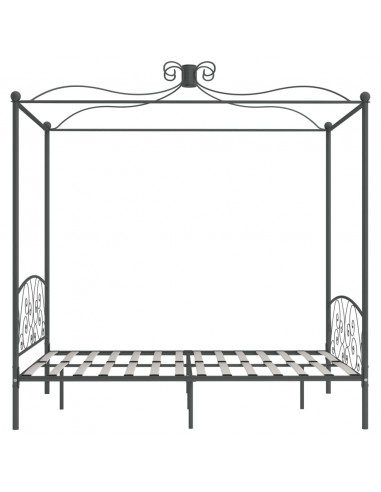 Letto a Baldacchino Grigio in Metallo 180x200 cm