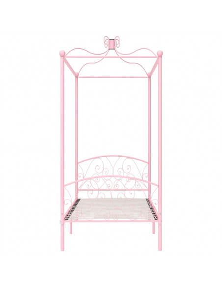 Letto a Baldacchino Rosa in Metallo 90x200 cm