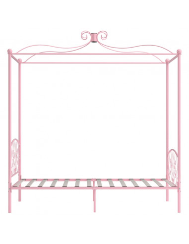 Letto a Baldacchino Rosa in Metallo 90x200 cm