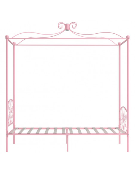 Letto a Baldacchino Rosa in Metallo 90x200 cm