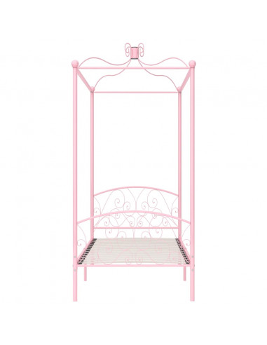 Letto a Baldacchino Rosa in Metallo 100x200 cm