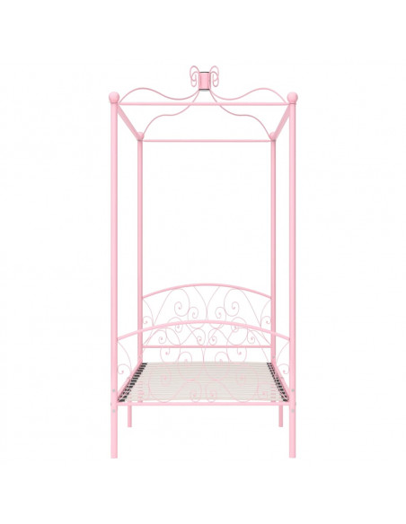 Letto a Baldacchino Rosa in Metallo 100x200 cm
