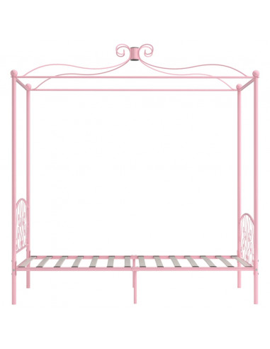 Letto a Baldacchino Rosa in Metallo 100x200 cm