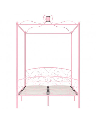 Letto a Baldacchino Rosa in Metallo 120x200 cm