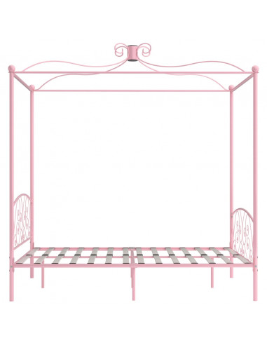 Letto a Baldacchino Rosa in Metallo 120x200 cm