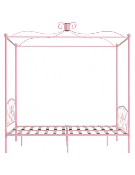 Letto a Baldacchino Rosa in Metallo 120x200 cm