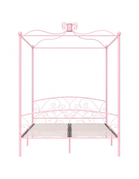 Letto a Baldacchino Rosa in Metallo 160x200 cm