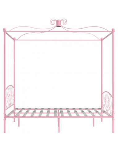 Letto a Baldacchino Rosa in Metallo 160x200 cm