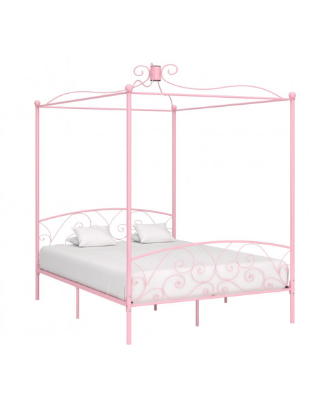 Giroletto a Baldacchino Rosa in Metallo 180x200 cm