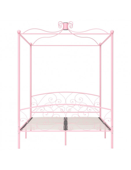 Giroletto a Baldacchino Rosa in Metallo 180x200 cm
