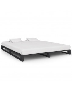 Giroletto in Pallet Grigio Legno Massello di Pino 200x200 cm 2