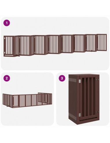 Cancello Cani Porta Pieghevole Marrone 15 Pannelli 750cm Pioppo
