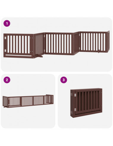 Cancello Cani Porta Pieghevole Marrone 6 Pannelli 480cm Pioppo