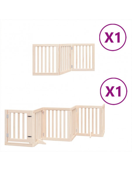 Cancello per Cani con Porta Pieghevole 9 Pannelli 450 cm Pioppo