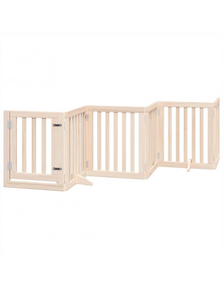 Cancello per Cani con Porta Pieghevole 9 Pannelli 450 cm Pioppo