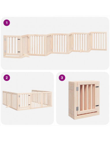 Cancello per Cani con Porta Pieghevole 9 Pannelli 450 cm Pioppo