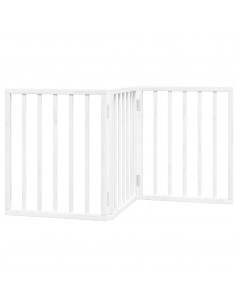 Cancello per Cani Pieghevole 3 Pannelli Bianco 150 cm Pioppo 2