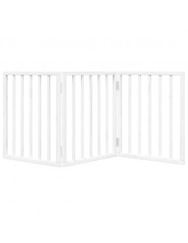 Cancello per Cani Pieghevole 3 Pannelli Bianco 150 cm Pioppo