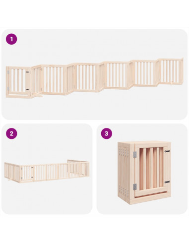 Cancello per Cani Porta Pieghevole 12 Pannelli 300 cm in Pioppo