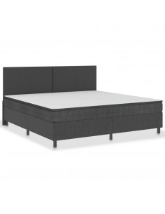 Letto a Molle Grigio in Tessuto 200x200 cm 2