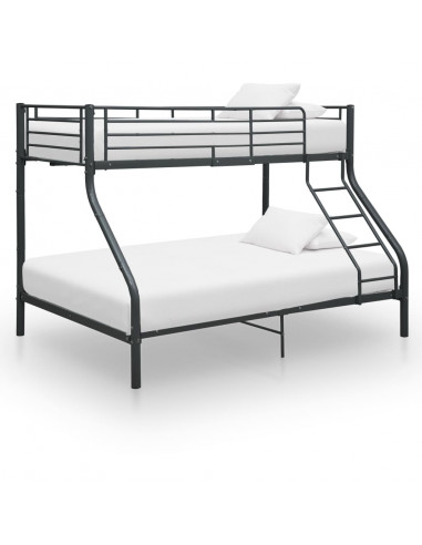 Letto a Castello Nero in Metallo 140x200 cm/90x200 cm