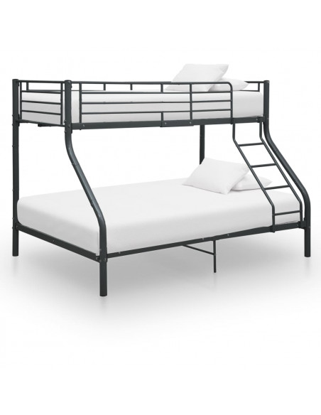 Letto a Castello Nero in Metallo 140x200 cm/90x200 cm