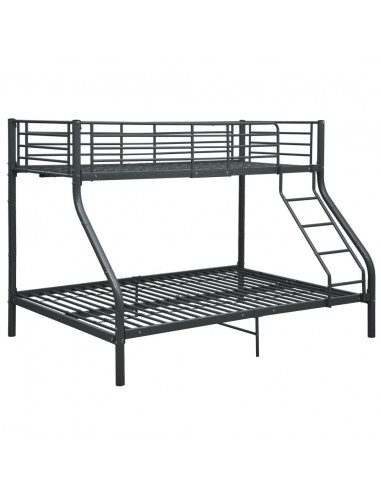 Letto a Castello Nero in Metallo 140x200 cm/90x200 cm