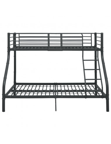 Letto a Castello Nero in Metallo 140x200 cm/90x200 cm