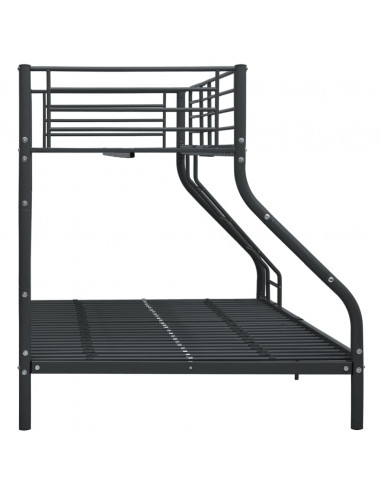 Letto a Castello Nero in Metallo 140x200 cm/90x200 cm