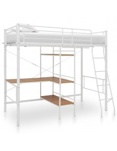 Letto a Castello con Tavolino Bianco in Metallo 90x200 cm 2